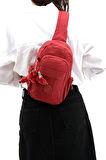 İki Bölmeli Unisex Göğüs (Bodybag) Çantası Kırmızı (Model: 571-8B) 