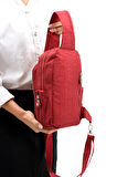 İki Bölmeli Unisex Göğüs (Bodybag) Çantası Kırmızı (Model: 571-8B) 
