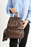 Yıkanmış Deri Sırt Çantası Bronz (Model: 571-9-11A) 