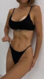 Çizgi Kabartma Kumaş Brazilian Bikini