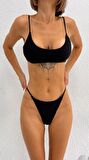 Çizgi Kabartma Kumaş Brazilian Bikini