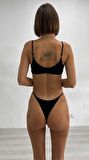Çizgi Kabartma Kumaş Brazilian Bikini