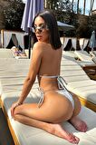 Vika Büzgülü Metalik Bikini