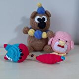 Amigurumi Örgü Oyuncak uyku Bebekleri ve Tilki Anahtarlık Kırmızı