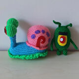 Amigurumi Oyuncak Bebek Salyangoz Saly ve Plankton
