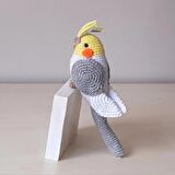Amigurumi Kuş Muhabbet Kuşu Gri Beyaz