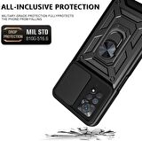 Gpack Xiaomi Redmi Note 11S Kılıf Sert Silikon Tank Aramid Sürgülü Vega Yüzüklü