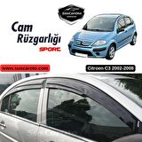Citroen C3 2002-2008 Uyumlu Mugen Cam Rüzgarlığı Seti Piano Black 4'lü İthal