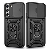 Gpack Samsung Galaxy S22 Plus Kılıf Sert Silikon Tank Aramid Sürgülü Vega Yüzüklü