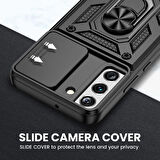 Gpack Samsung Galaxy S22 Plus Kılıf Sert Silikon Tank Aramid Sürgülü Vega Yüzüklü