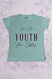 KIZ ÇOCUK TSHİRT YOUTH BASKILI BİSİKLET YAKA C39
