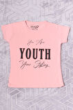 KIZ ÇOCUK TSHİRT YOUTH BASKILI BİSİKLET YAKA C39