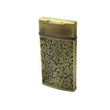 Kişiye Özel İsim Yazılı Sarmaşık İşlemeli Oval Tasarım Antik Sarı Renk Manyetorlu Çakmak