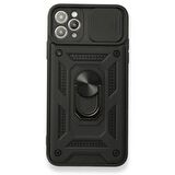 Smcase iPhone 11 Pro Max Kılıf Kamera Korumalı Yüzüklü Tank Pars Silikon