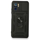 Smcase Xiaomi Redmi Note 10s Kılıf Kamera Korumalı Yüzüklü Tank Pars Silikon