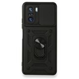 Smcase Xiaomi Poco F3 Kılıf Kamera Korumalı Yüzüklü Tank Pars Silikon