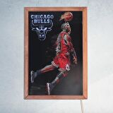 Veraart Işıklı Pleksi Basketbol Temalı Sürpriz Tablo Chicago Bulls Dekoratif Ayaklı Biblo