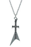 Manowar Elektro Gitar  Zincir Kolye - Gümüş Kaplama - Erkek Kadın Kolye - Kod:1082