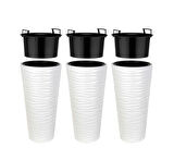 Omnipazar SO-KVT3 Kumsal Vazo Saksı Takımı 128 Litre Beyaz 3 Adet