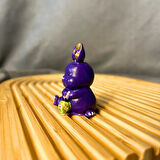 Uretti - Ayşe 7362 - El Yapımı 4'lü Sevimli Tavşan Biblo Seti - Yeşil + Kırmızı + Mor + Beyaz - 3 x 5 cm