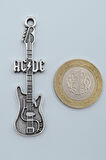 AC/DC Elektro Gitar Gümüş Kaplama Kolye Ucu