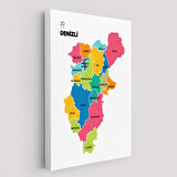 Harita Sepeti Denizli İli ve İlçeler Haritası Dekoratif Kanvas Tablo 1318