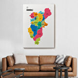 Harita Sepeti Denizli İli ve İlçeler Haritası Dekoratif Kanvas Tablo 1318