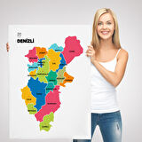 Harita Sepeti Denizli İli ve İlçeler Haritası Dekoratif Kanvas Tablo 1318