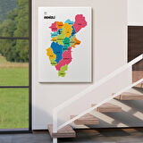 Harita Sepeti Denizli İli ve İlçeler Haritası Dekoratif Kanvas Tablo 1318