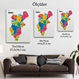 Harita Sepeti Denizli İli ve İlçeler Haritası Dekoratif Kanvas Tablo 1318