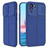 Smcase Xiaomi Redmi Note 10 Kılıf Lensi Kamera Korumalı Deri Dokulu Silikon 