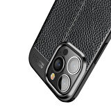 Smcase iPhone 13 Pro Kılıf Deri Dokulu Silikon