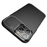 Smcase iPhone 13 Pro Kılıf Karbon Dokulu Silikon  Nano Ekran Koruyucu