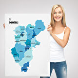 Harita Sepeti Denizli İli ve İlçeler Haritası Dekoratif Kanvas Tablo 1320