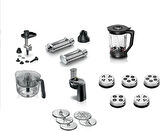 Bosch MUMS6ZS00 Serie 6 Mutfak Makinesi Uyumlu 6 Lı Tamamlama Seti Rende-Kıyma-Makarna-Blender- Narenciye Makarna Diks