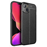 Smcase iPhone 13 Kılıf Deri Dokulu Silikon  Nano Ekran Koruyucu