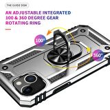 Smcase iPhone 13 Mini Kılıf Vega Yüzüklü Çift Katmanlı Tank Silikon  Nano Ekran Koruyucu