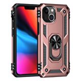 Smcase iPhone 13 Mini Kılıf Vega Yüzüklü Çift Katmanlı Tank Silikon  Nano Ekran Koruyucu