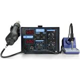 852D+/Çift Dijital Ekran, 60w Kalem Havya, 750w Sıcak Hava Tabanca, Sline 852d+ Lehimleme İstasyonu