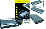 IRT-K13 11 İN 1 TYPE-C TO 100 MB LAN+VGA+HDMI+SD/TF+3,5mm AUDIO+PD+USB 3.0+USB 2.0x3;Class