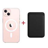 Smcase iPhone 13 Kılıf Manyetik Kristal Wiriless Destekli Sert Kapak Silikon  Manyetik Kartlıklı Kılıf
