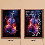 Veraart Işıklı Pleksi Müzik Temalı Sürpriz Tablo Nota Keman Dekoratif Ayaklı Biblo