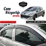 Peugeot 308 2007-2013 Uyumlu Mugen Cam Rüzgarlığı Seti Piano Black 4'lü İthal