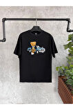 Car Bear Baskılı Siyah Erkek Tshirt