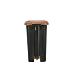Omnipazar ELF-W344 8 lt Ahşap Desenli Slim Pedallı Plastik Çöp Kovası İç Kovasız
