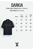Aslan Baskılı Polo Yaka Oversize Erkek Siyah Tişört