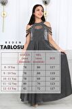 Kız Çocuk Simli Kumaş Astarlı Abiye Gece Mezuniyet Elbisesi