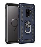 Smcase Samsung Galaxy S9 Kılıf Vega Yüzüklü Çift Katmanlı Tank Silikon