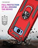 Smcase Samsung Galaxy S8 Kılıf Vega Yüzüklü Çift Katmanlı Tank Silikon
