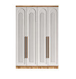 Ücretsiz Montaj - 100% MDF Flora 4 Kapaklı Beyaz Gardırop - MDF Dolap - Elbise Dolabı